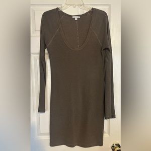 James Perse Waffle Knit Long Sleeve Dress Size 2/M